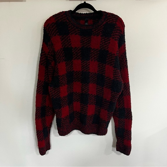Skims Cozy Knit Buffalo Plaid Crewneck Pullover - Picture 5 of 13